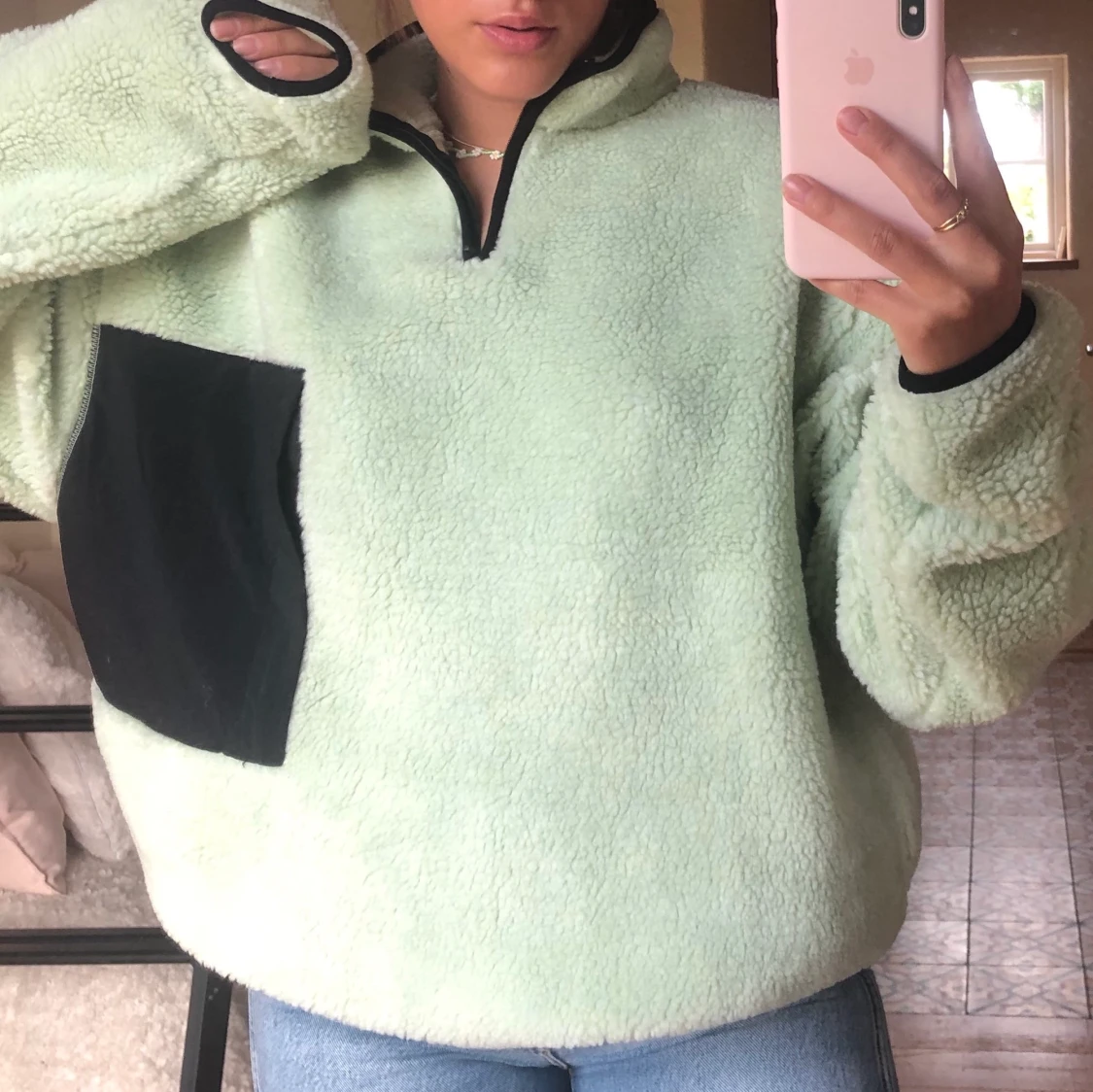 mintgrön fleecetröja  - 91