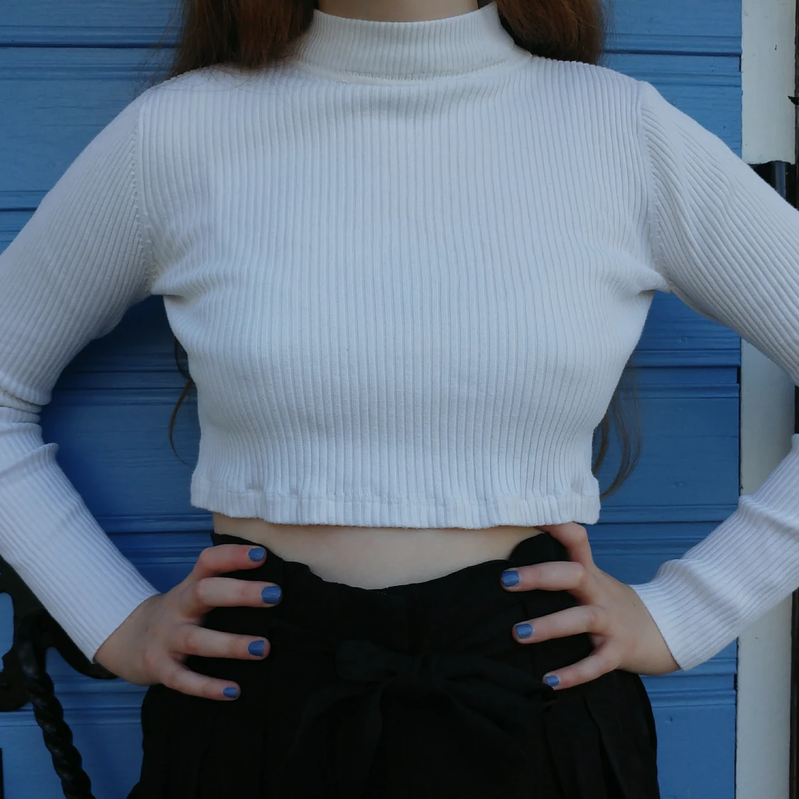 White turtleneck crop top - 91