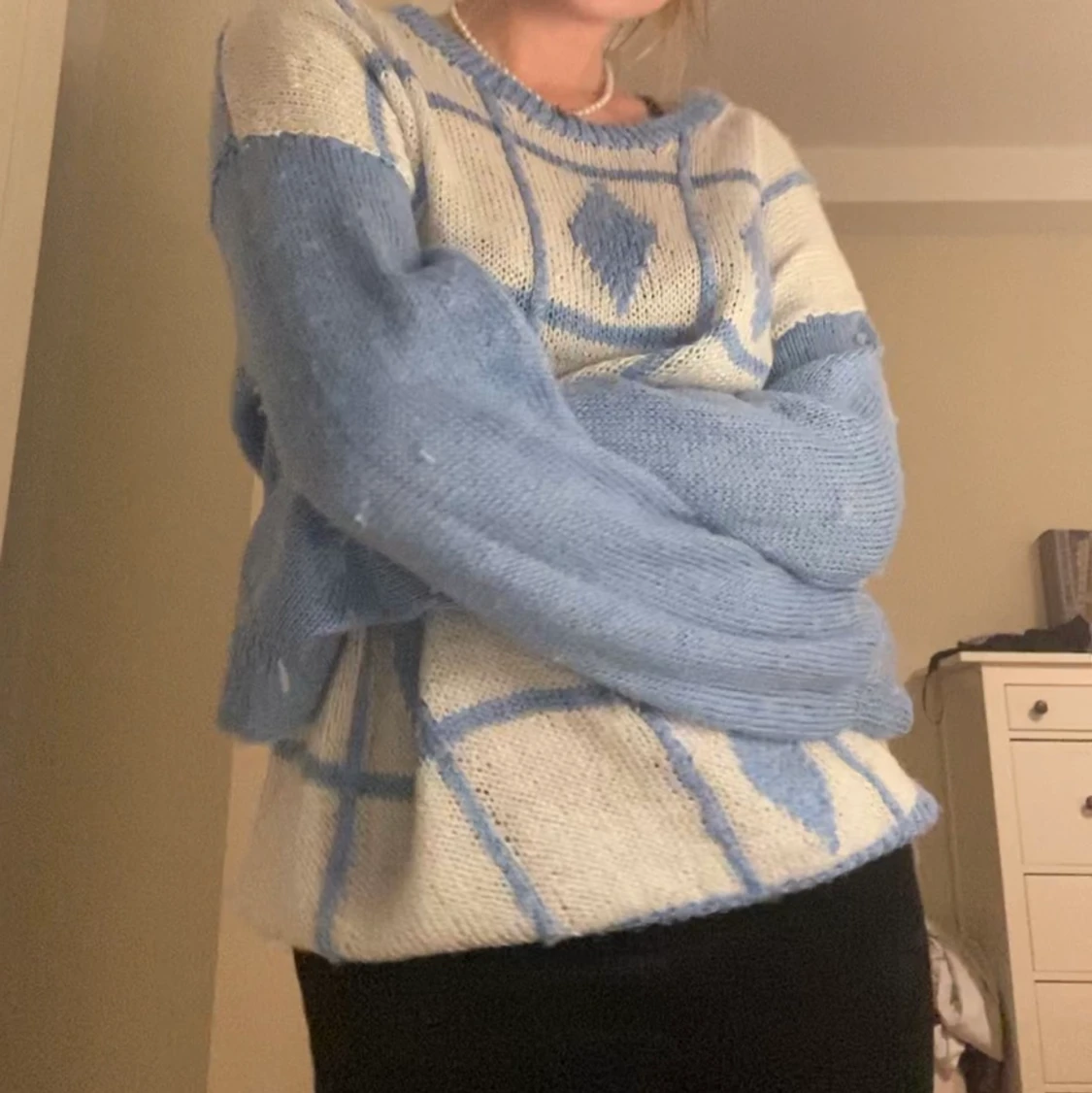 Skit snygg blå mys topp - 90