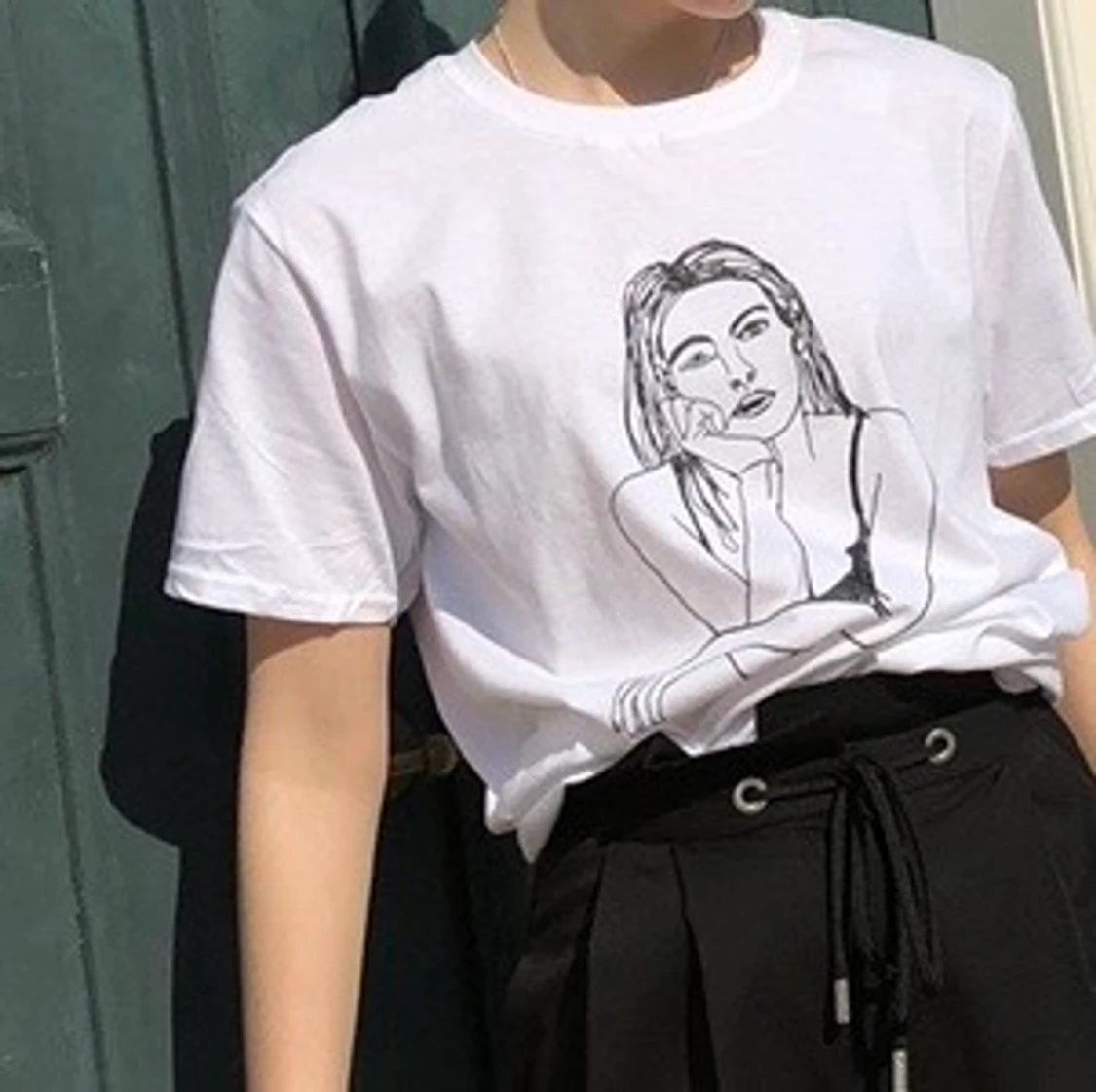 Topshop vit t-shirt med tryck i sammet