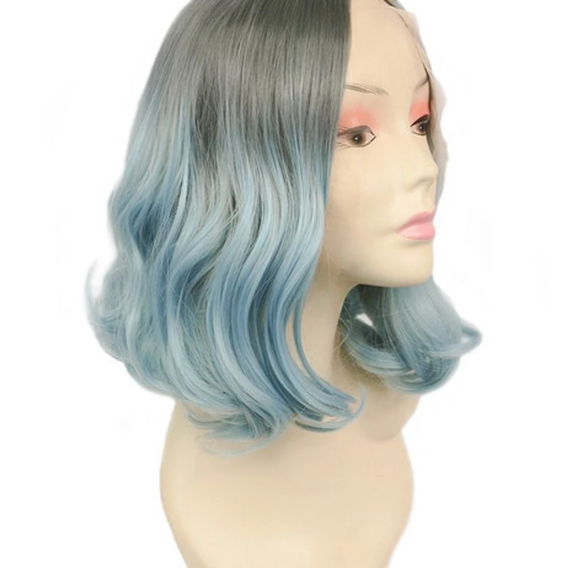 Blå front lace wig