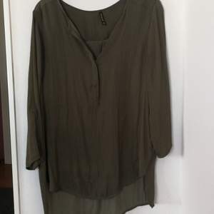 Military green satin blouse 