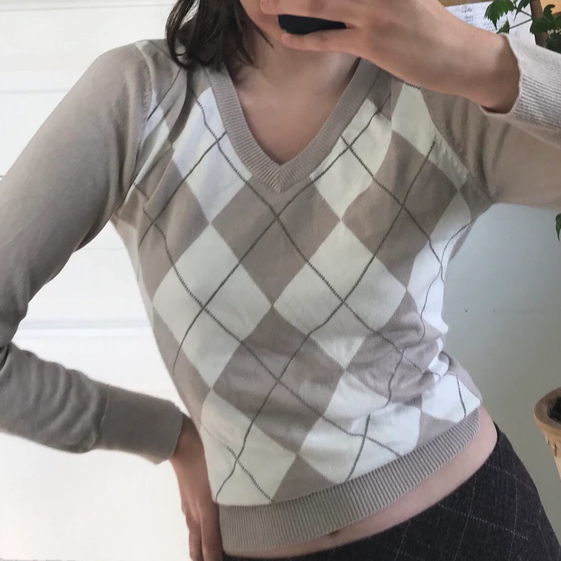 Beige stickad tröja💛 - 90