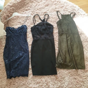 Klänningar från nelly strl xs - Säljer 3 klänningar från nelly strl xs. Använt 1 gång säljes pga att de inte längre passar. 200kr för allt. Möts upp alt fraktas mot avgift❤