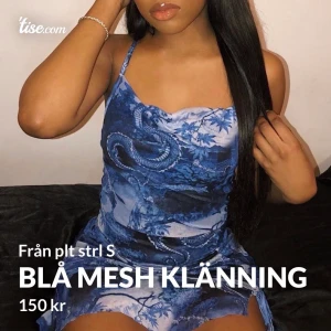 Blå Mesh klänning - OBS! Första bilden är min egen bild. Säljer denna populära klänning, endast använd en gång. Säljer pga den nt riktigt är i min smak. Strl S