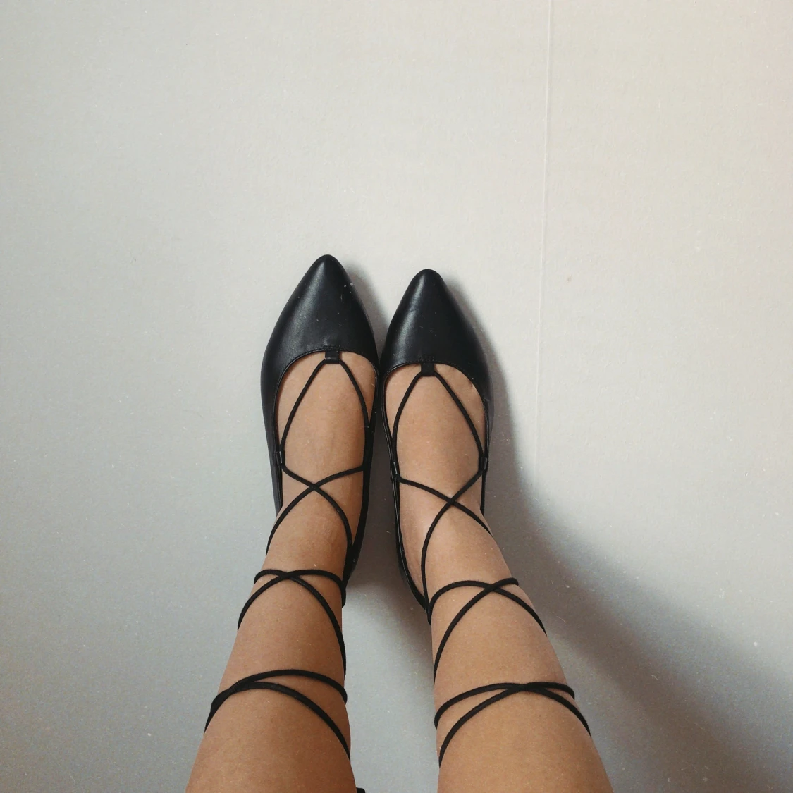 Pointed lace up flats - 90