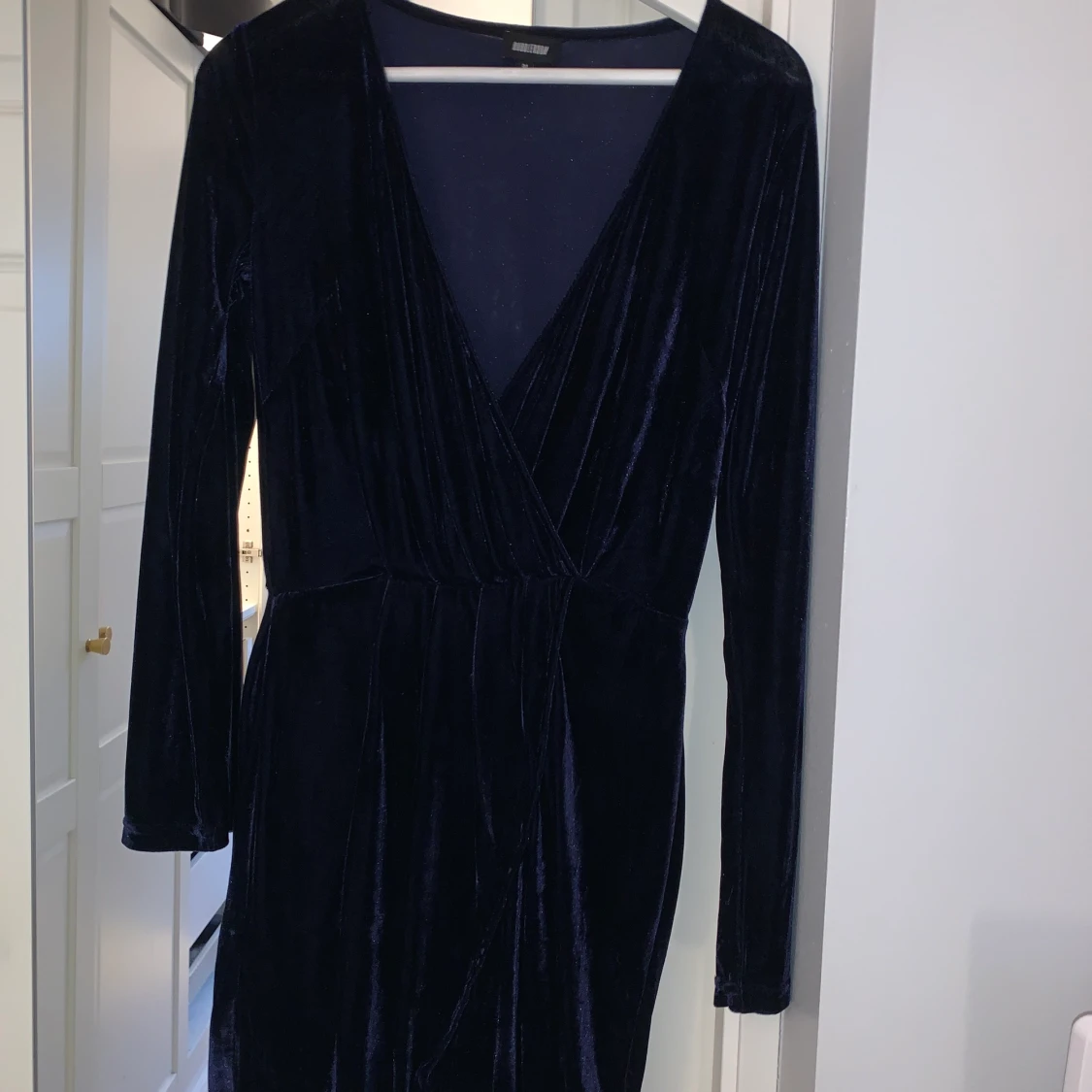 Blå velvet klänning