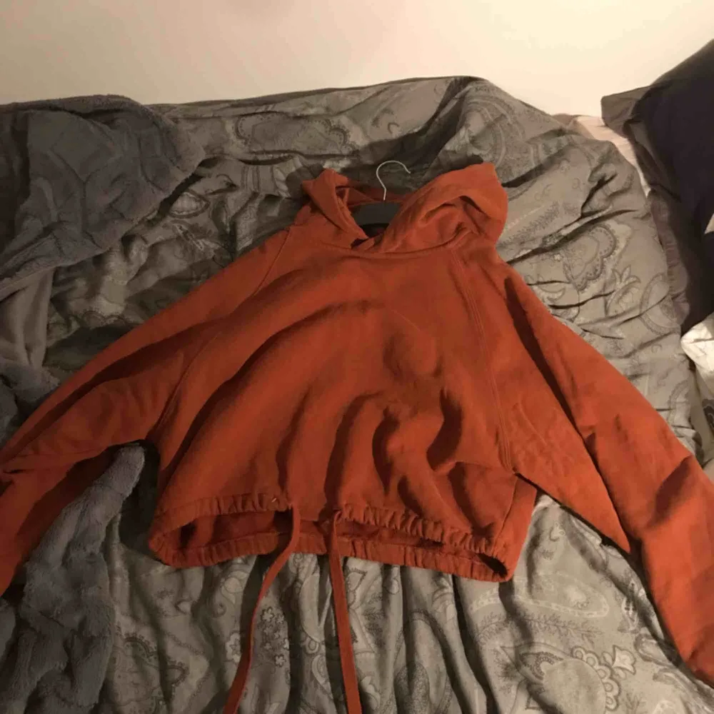 Kort orange/brun hoodie från weekday❤️ går att knyta vid midjan och är ganska flowwwy💘👼🏼 just nu ligger priset på 125 med frakt inräknat men det är den som budar högst som får den!🌸. Hoodies.