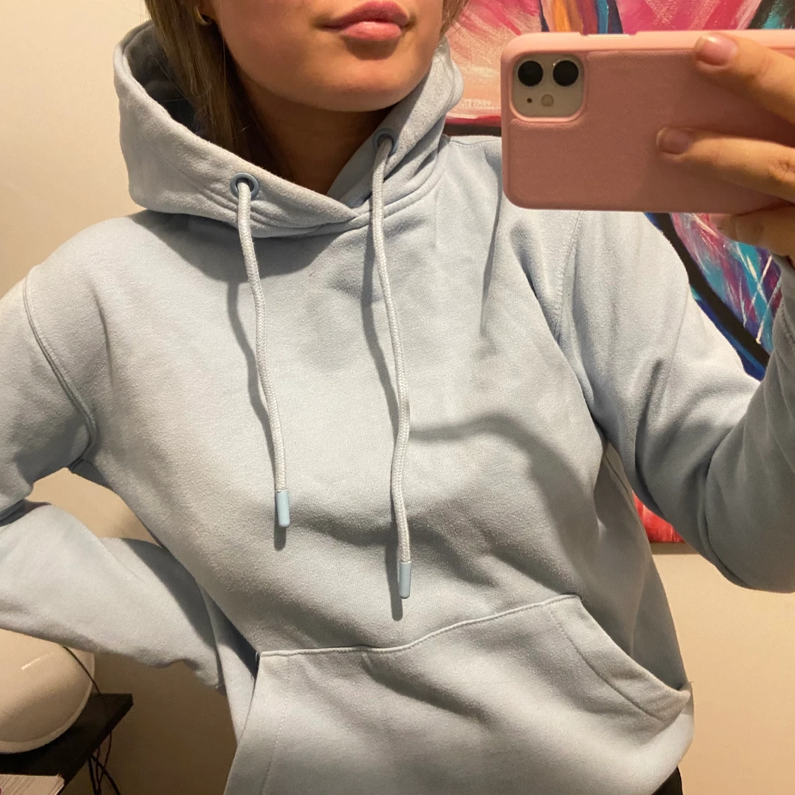 Ljusblå hoodie - 90