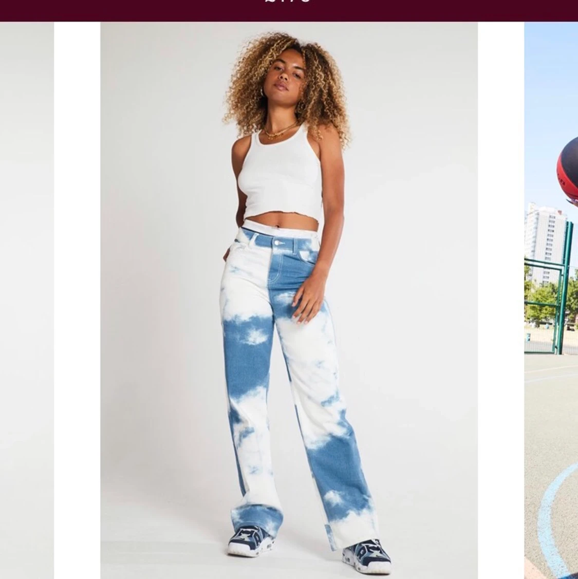 CLOUD PRINT BOYFRIEND FIT JEANS