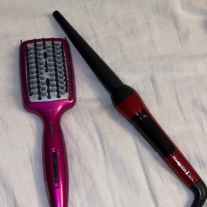 Locktång och värmeborste  - Säljer en locktång från remington som knappt är använd alls. Säljer även en värmeborste från babyliss. Köparen står för frakten.100kr styck