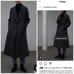 the curated kappa rock tailored charcoal stl xs ren kashmir ull  - fantastisk kappa från the curated (se shopthecurated.net välj europe) kappan heter tailored och kommer i den härliga foreverfärgen charcoal! Inköpt vintern 2020 använd 3-4 ggr.  ren kashmir/ull! kvaliteten är beyond!! Jämförs med kvalitetskappor som max mara. Jag köpte för ca 5000kr inkl frakt (exchangerate i höstas) säljer enbart eftrsom jag vill ha dn annan modell och har redan för många kappor från curated.  skickas med postnord skicka lätt fraktpris tillkommer