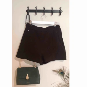  - Höga shorts med gulddetaljer från H&M!  Finns fortfarande kvar i sortimentet. Sparsamt använda då de är för små för mig.  Fickor framtill och baktill med dragkedja på sidan och en knapp och en hake för att de ska sitta snyggt runt midjan.