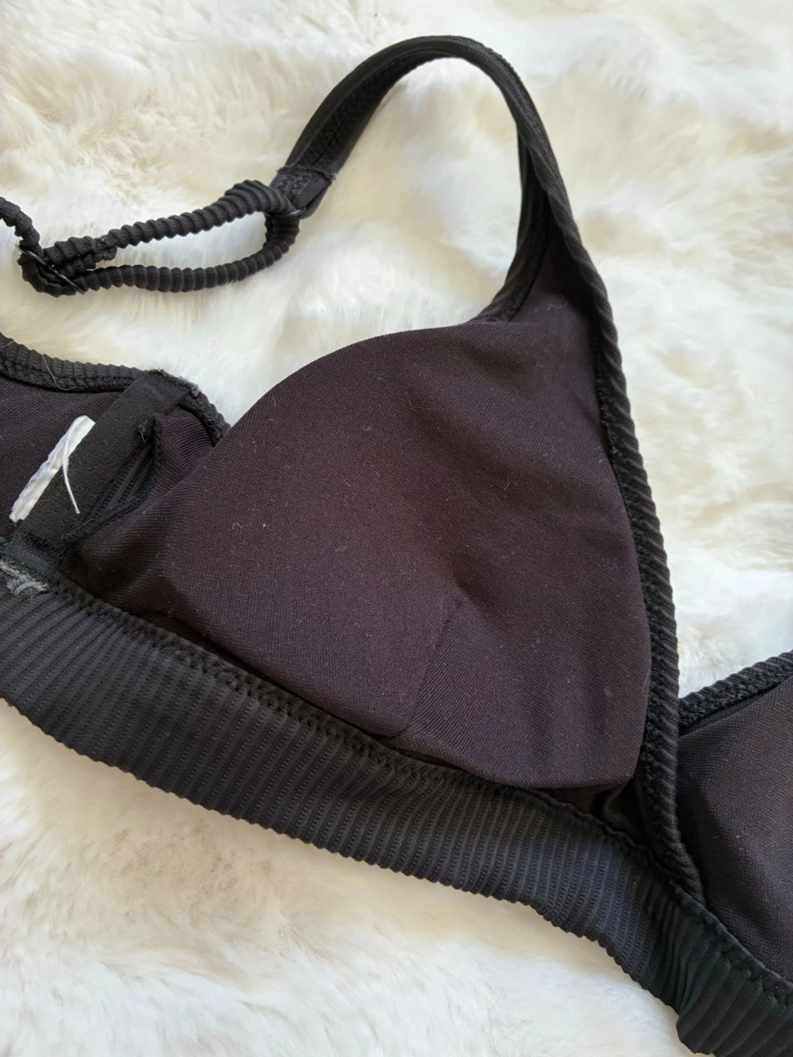 Svart ribbad bikiniöverdel - 3