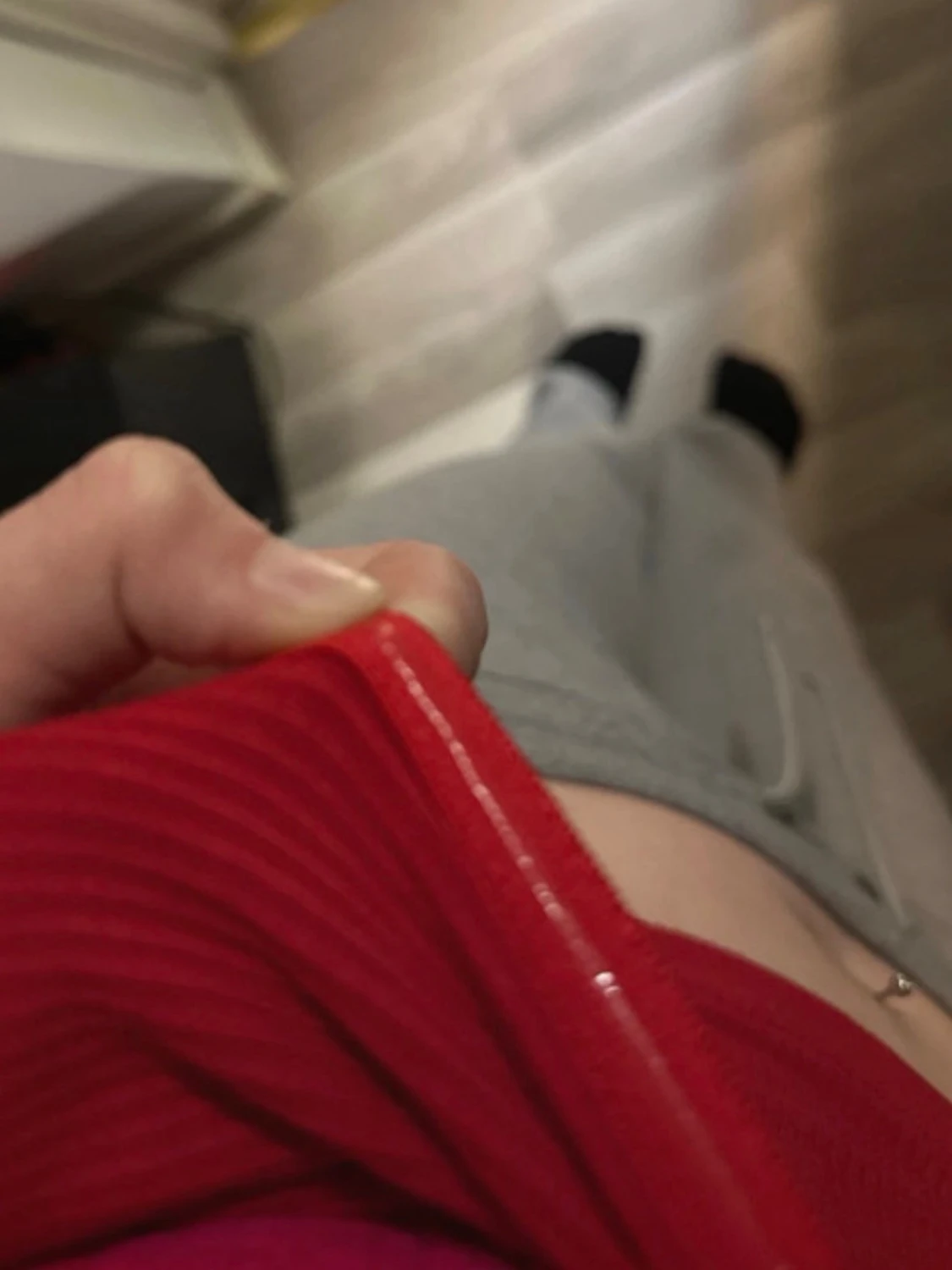 Röd ribbad croppad linnetopp - 1