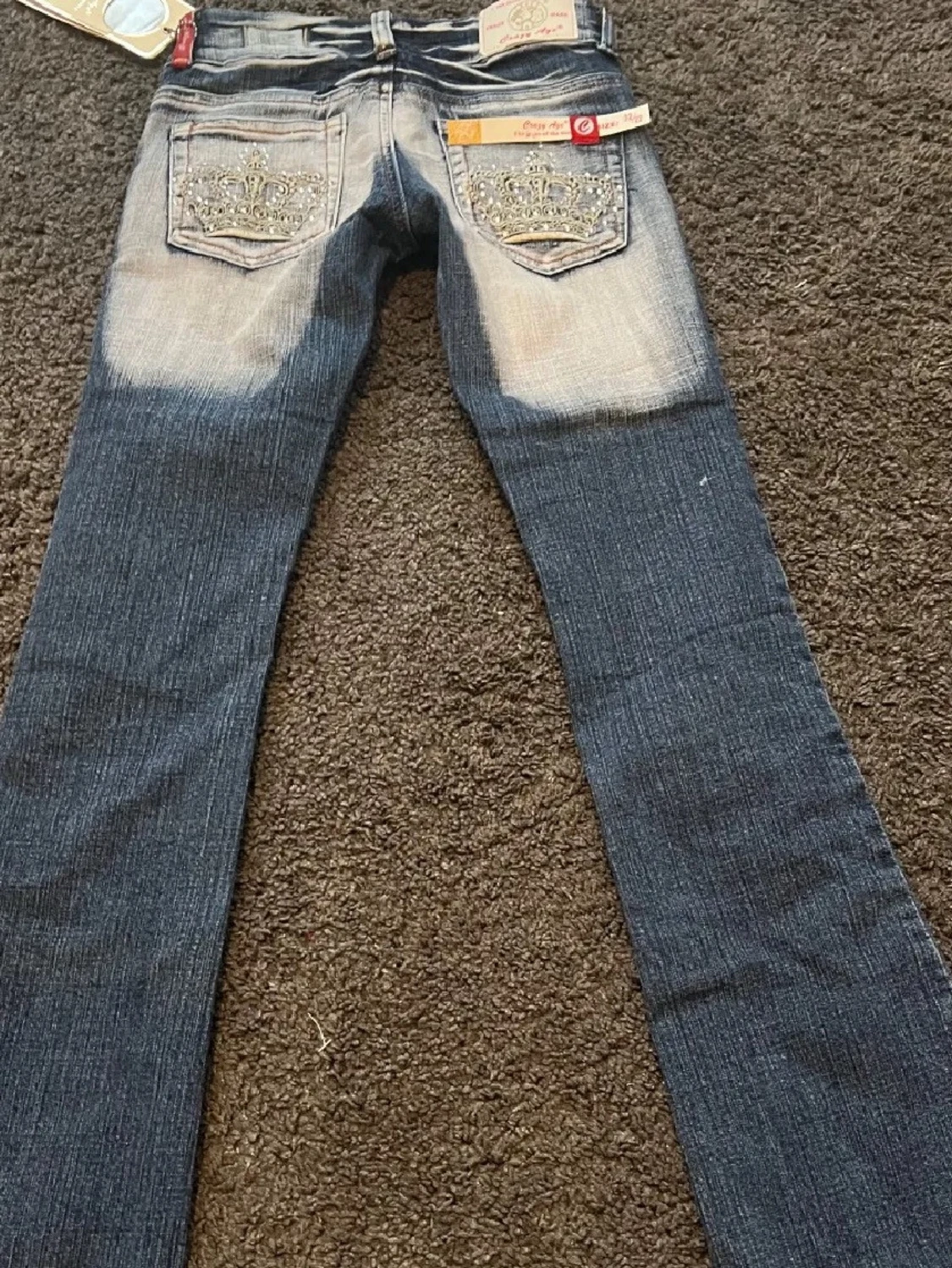 Blå slitna jeans med krona Crazy Age - 1