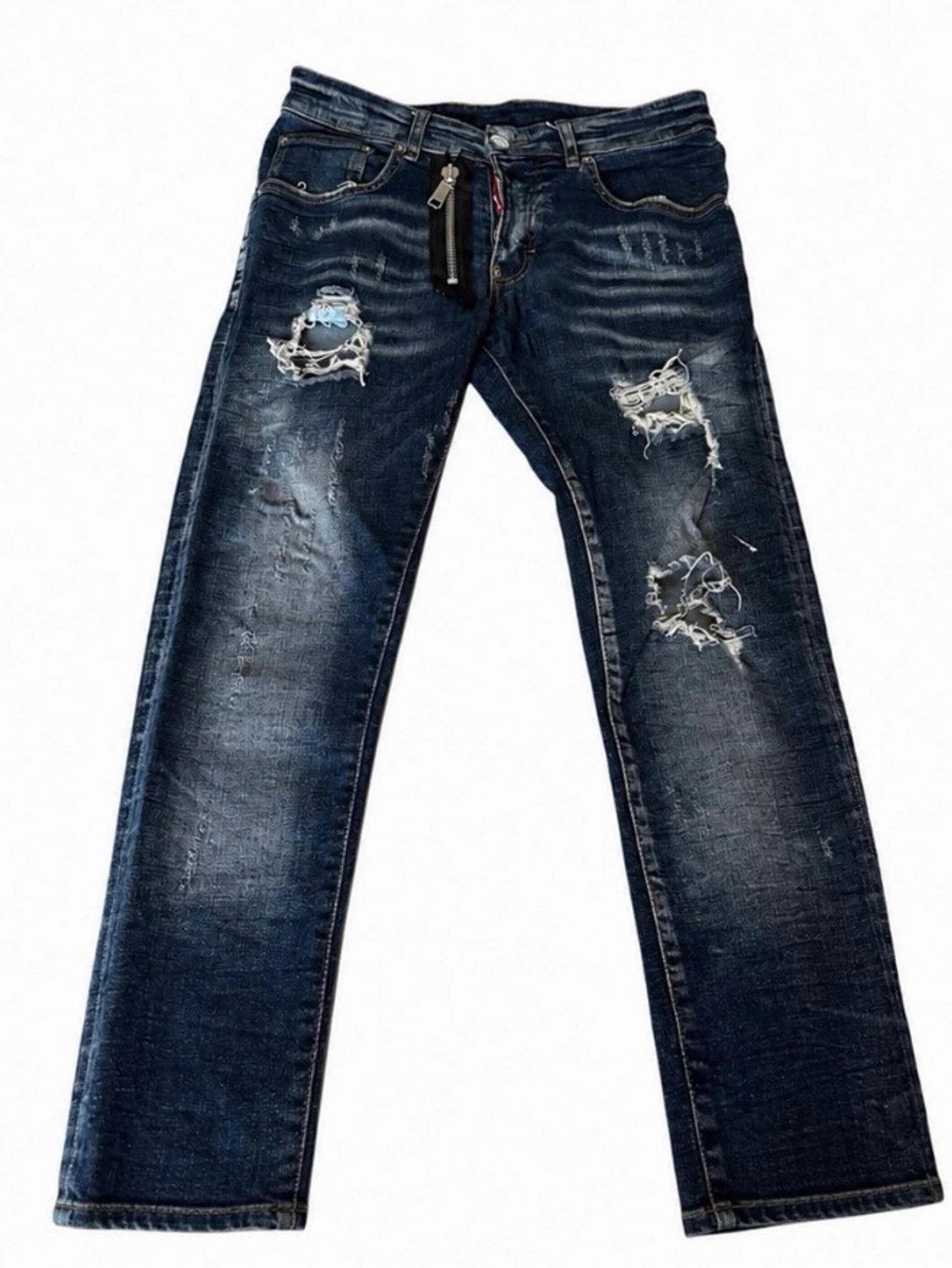 Blå distressed jeans med dragkedja inte fast pris !