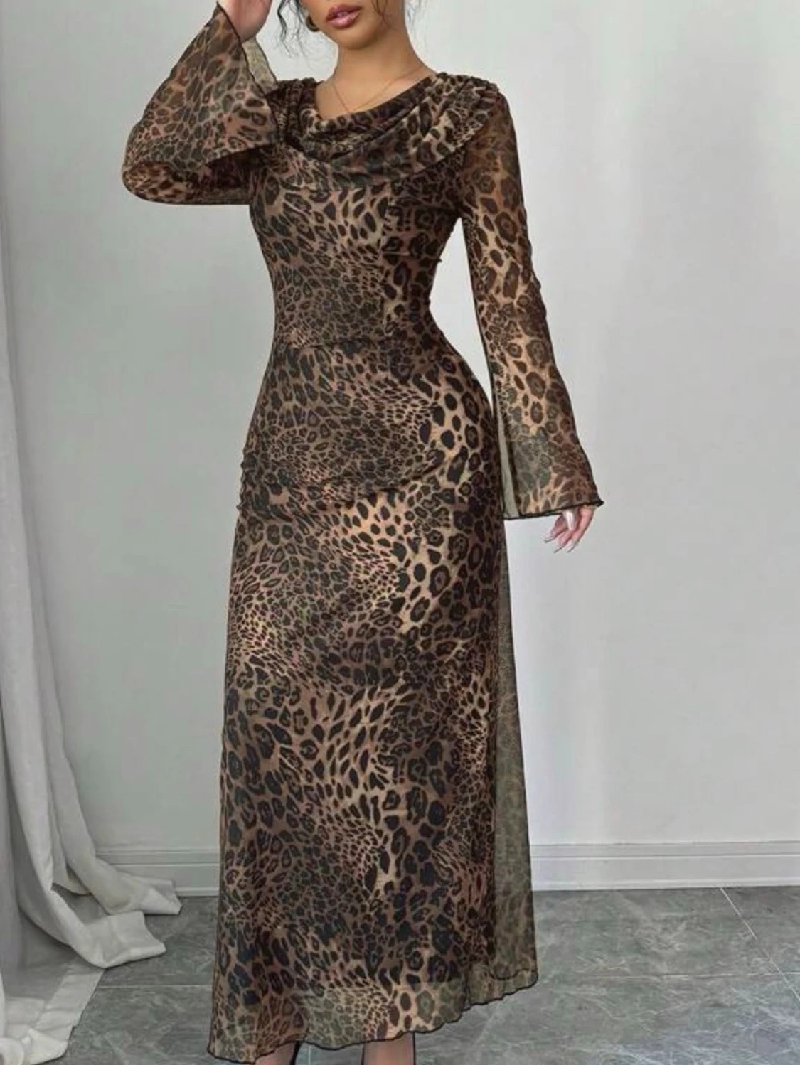 Leopardmönstrad långklänning - 2