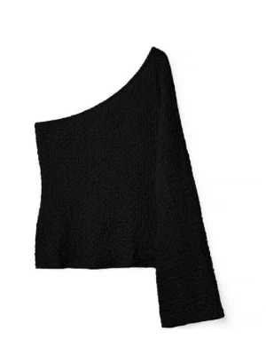 Svart oneshoulder topp - Trendig svart topp med oneshoulder-design och lång ärm.❗️helt ny med lapp kvar
