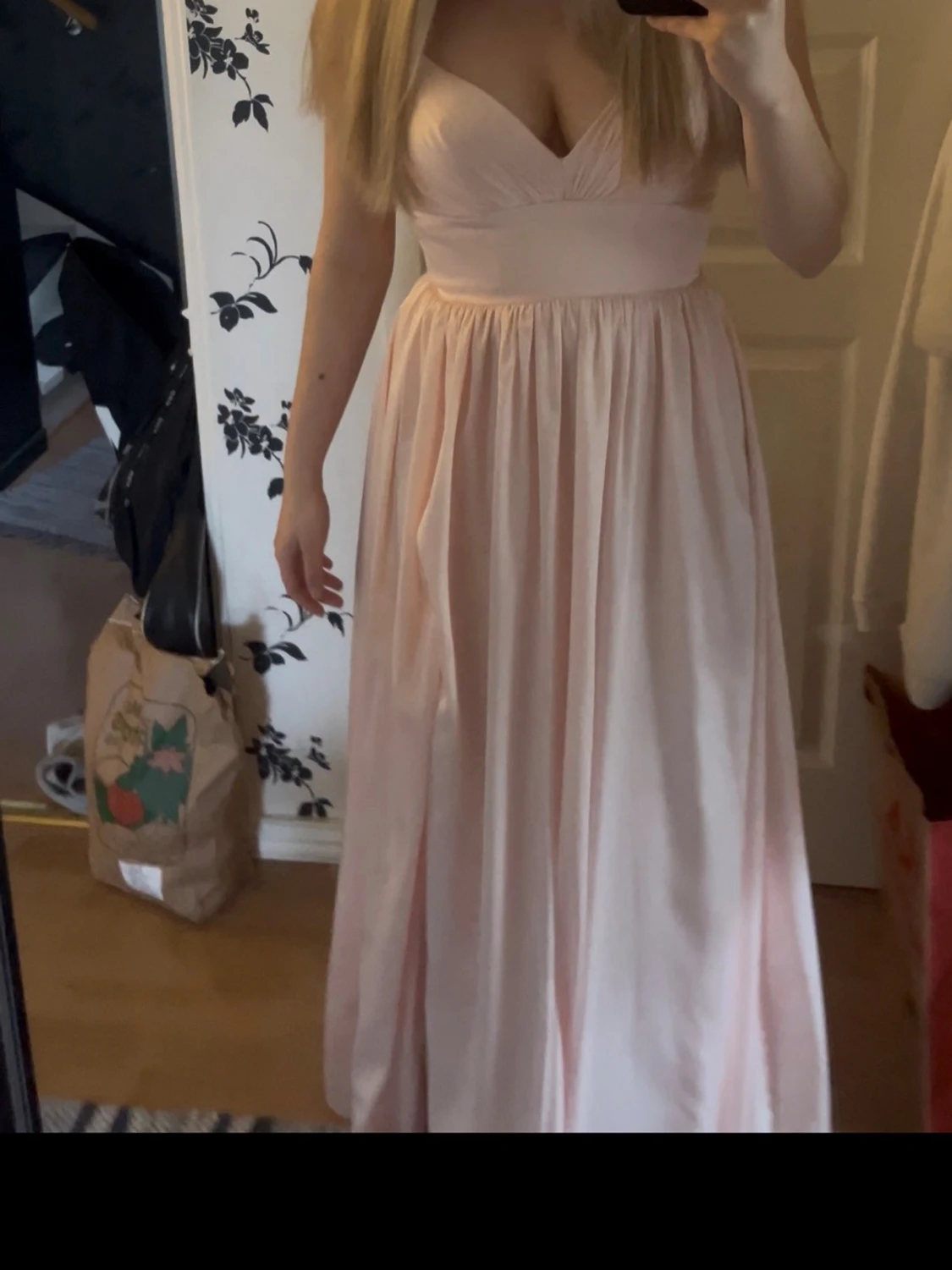 Ljusrosa långklänning med snörning - 2