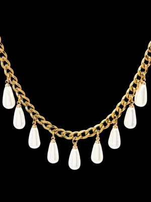 Handgjort halsband med pärlor  - Material-rostfritt stål.  Kedjetjocklek-5mm 