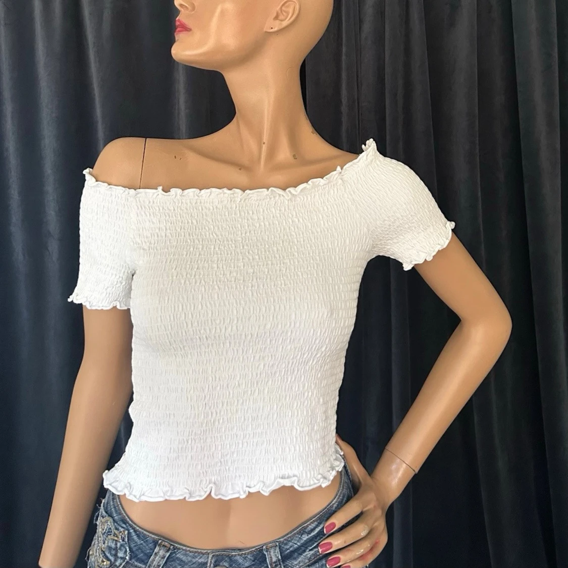 Vit offshoulder topp - 5