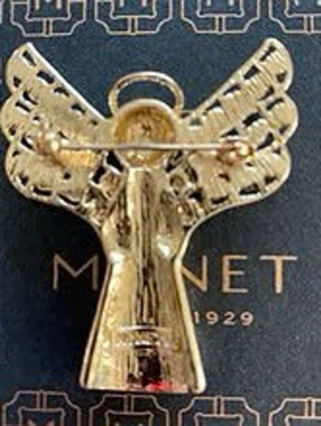 Monet Vintage änglabrosch i guld och pärlemor 5cm stor - 2