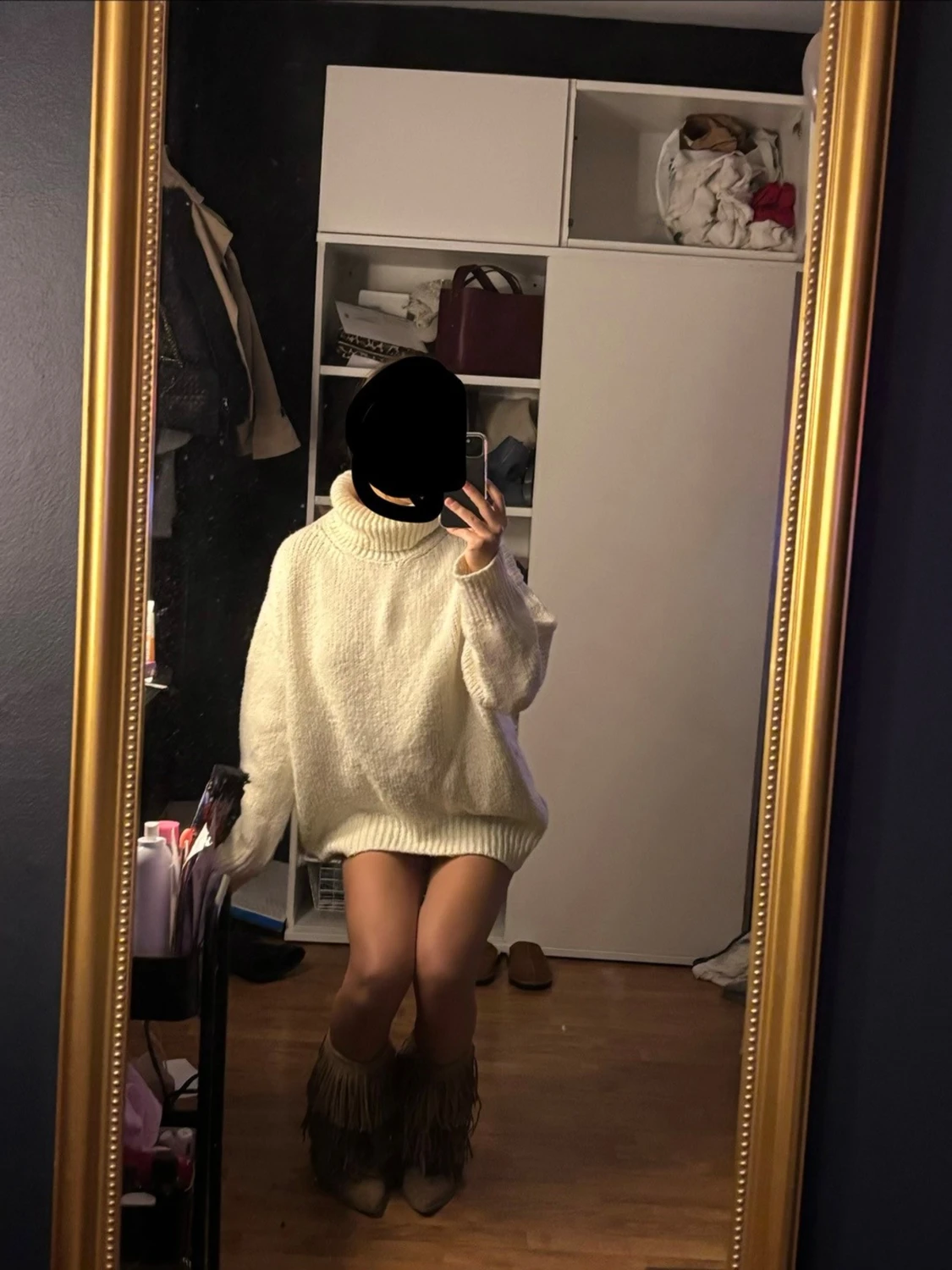 Oversized vit stickad polotröja från mango  - 3