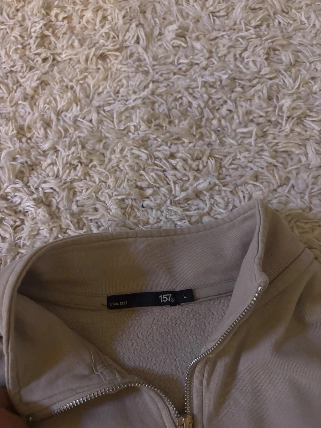 Beige hoodie med dragkedja - 2