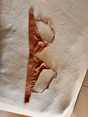 Brun trekants-bh från Calvin Klein - Säljer en snygg brun trekants-bh från Calvin Klein. Bh:n är i mjukt, slätt material med justerbara axelband och bred resår med logga under bysten. Perfekt för dig som gillar en enkel och stilren look. Endast provad.