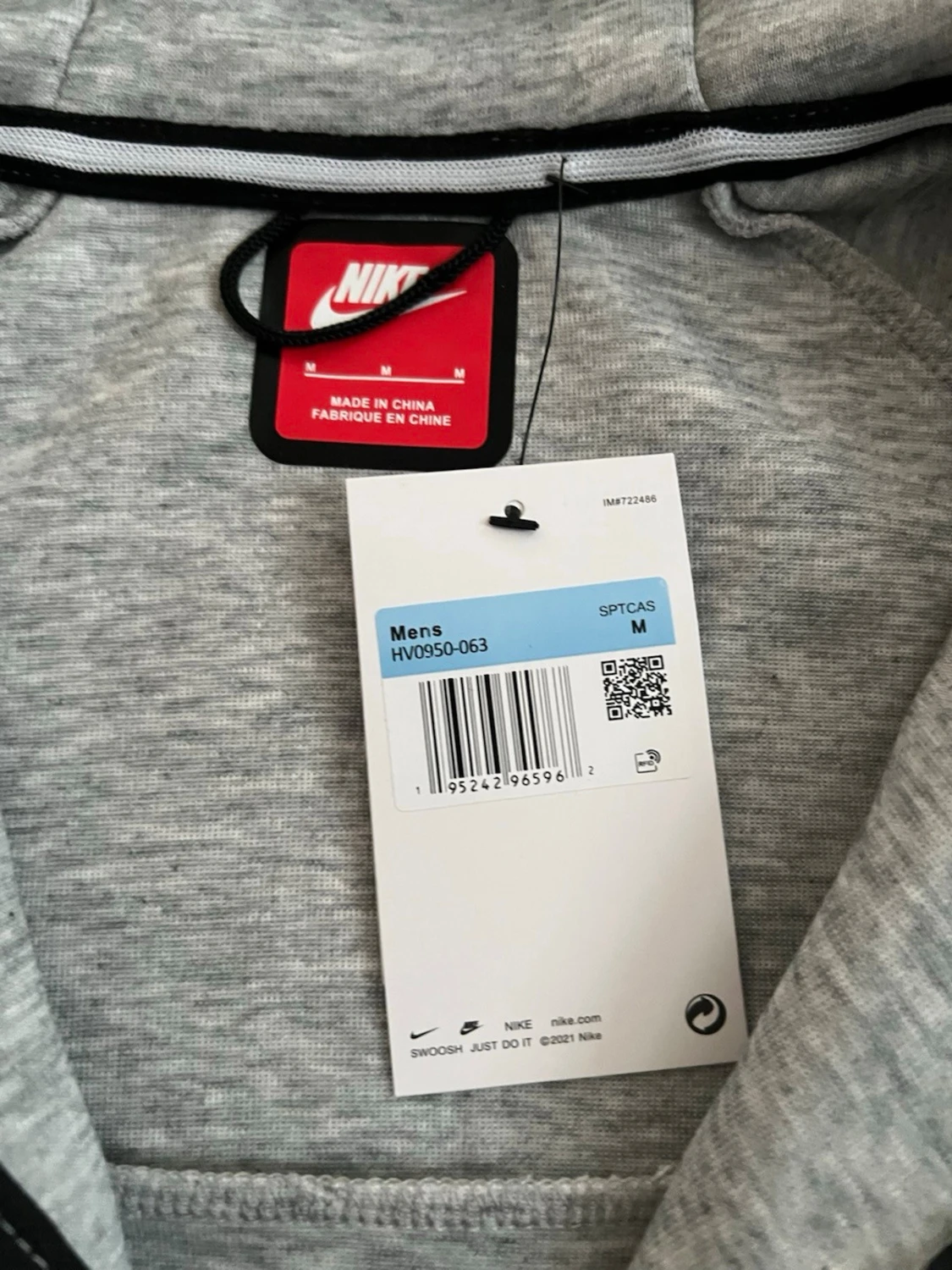 Nike tech fleece zip hoodie grå storlek medium - 1