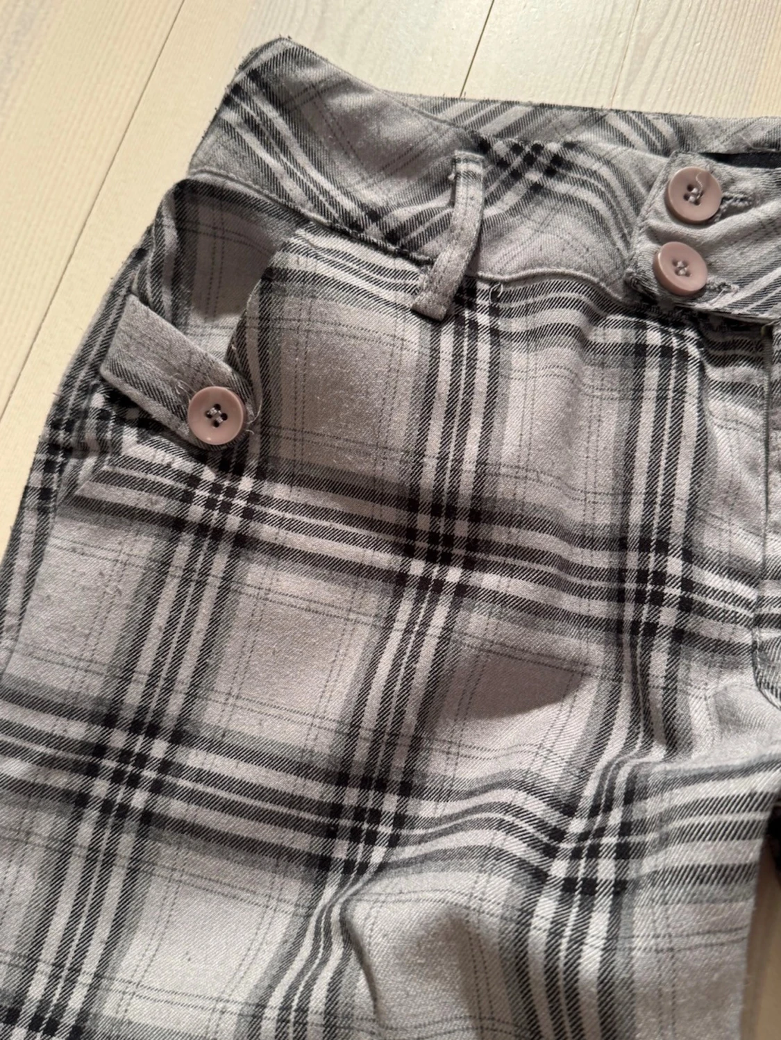 Rutiga bootcut kostymbyxor  - 4