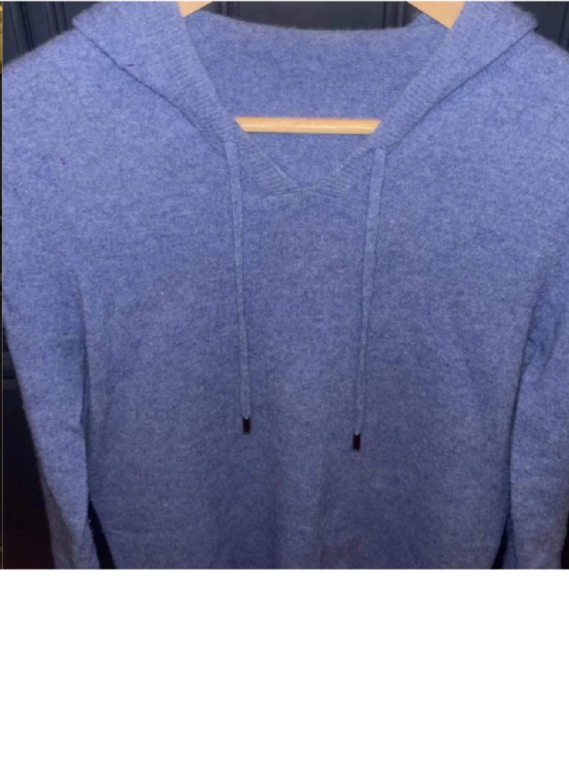 Blå merinoulls hoodie - 1