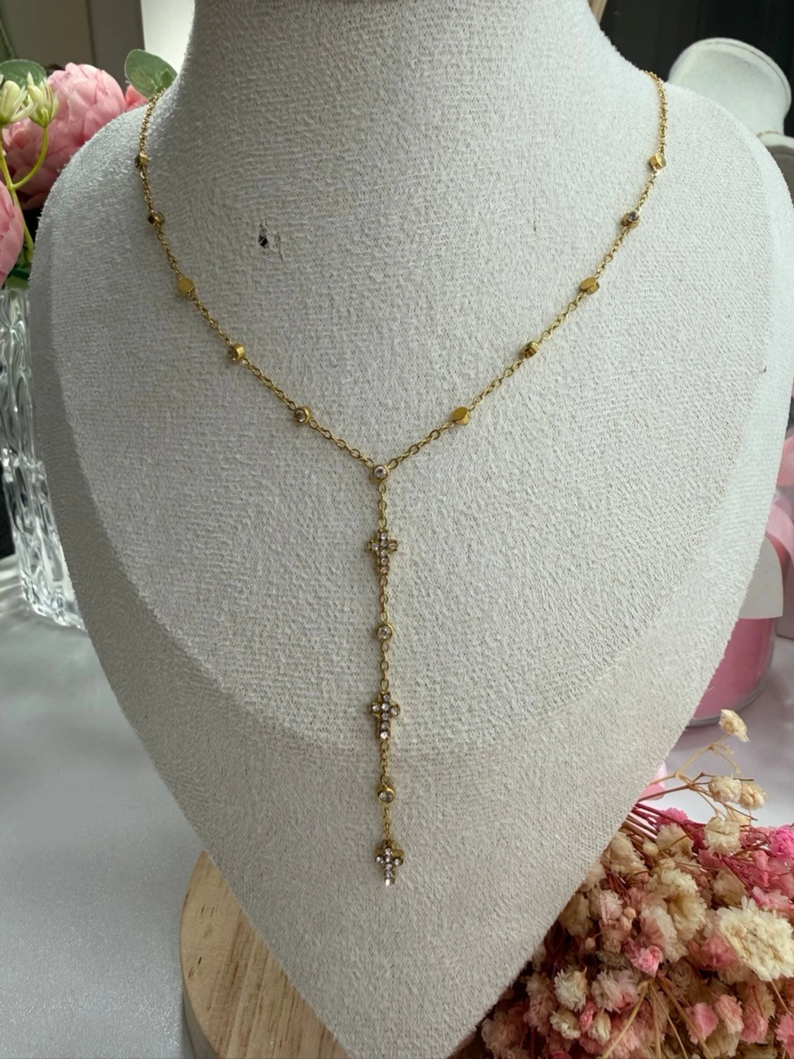 Y-format halsband i rostfritt stål – 18K guldpläterat - 2