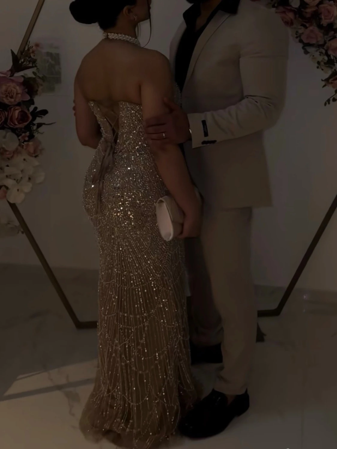 Glittrig lång fest/bal klänning  - 1