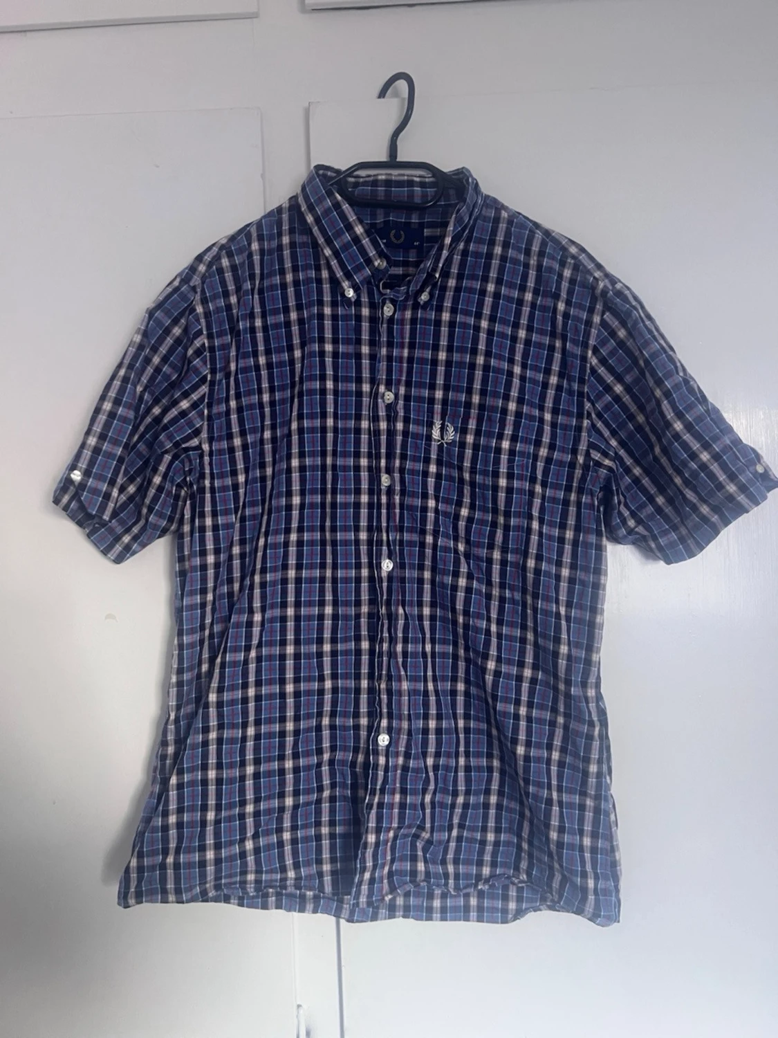 Blårutig kortärmad skjorta Fred Perry