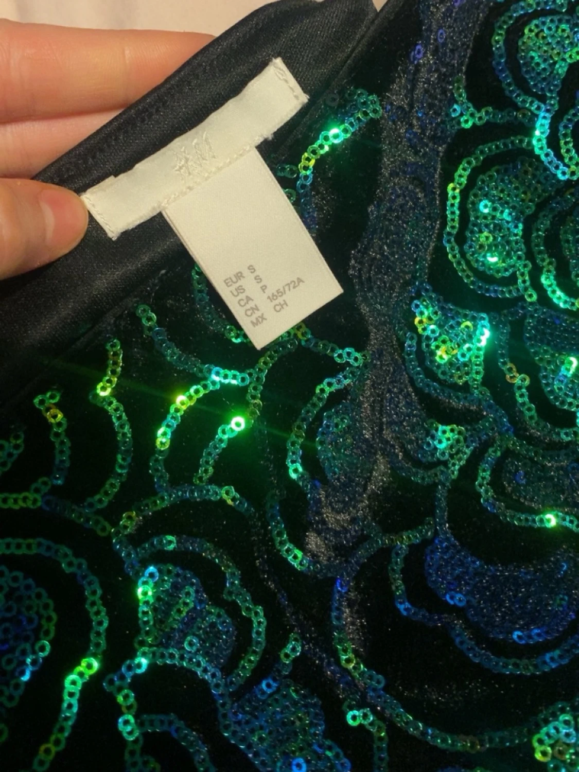Grönblå glittrig paljettkjol - 2