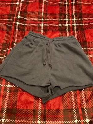 Mörkgrå shorts från FB Sister/ New Yorker - Mörkgrå mjuka shorts från New Yorker med elastisk midja och snörning. Perfekta för sommaren eller att chilla hemma. Tillverkade i bomull för en skön och avslappnad känsla. Använt ca 2-3gånger