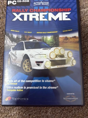 Rally Championship Xtreme – PC, 1 CD + originalbox + manual - Säljer Rally Championship Xtreme till PC. 	•	1 CD-skiva 	•	Originalbox 	•	ManualSkivan fungerar på PC. ⚠️ OBS: PC-version, fungerar ej på konsol.  📦 Frakt: Mellanstorlek paket 💰 Pris: 65 kr 