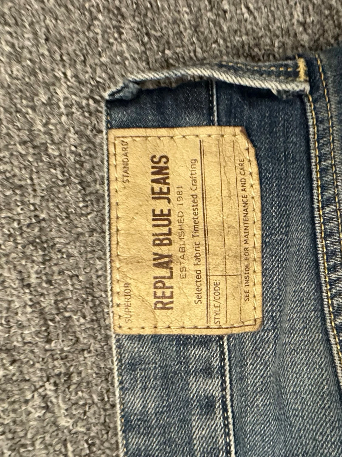 Blå Replay jeans med slitningar - 4