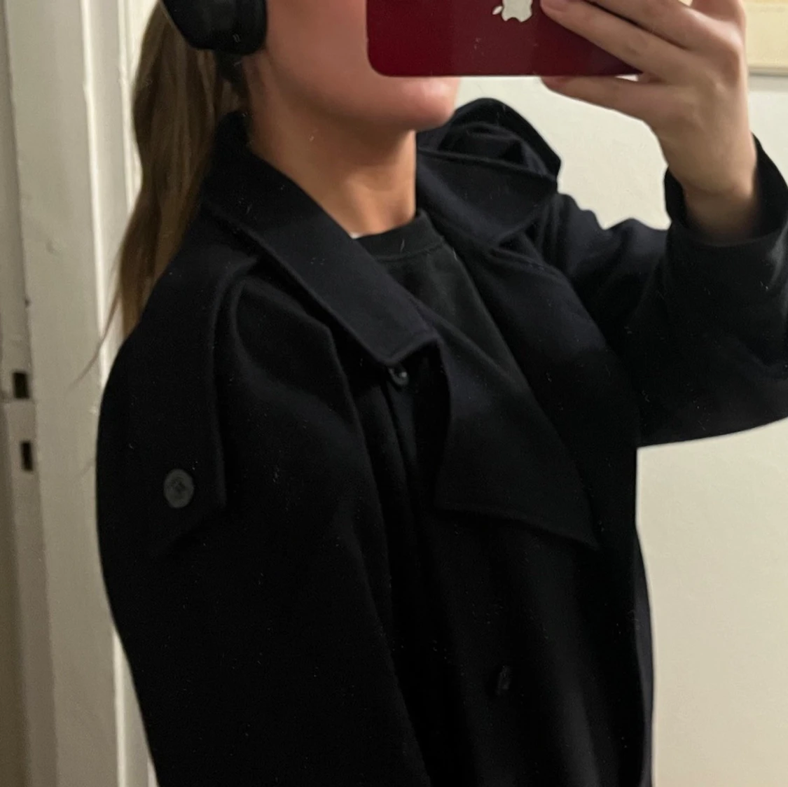 Marinblå kappa i ull - 1