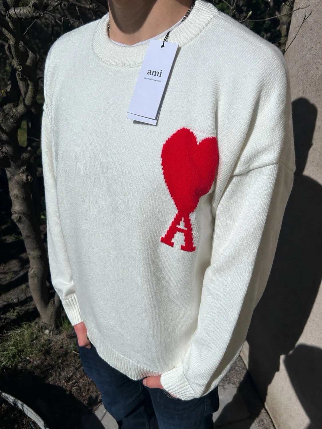 Vit stickad tröja från Ami Paris - 1