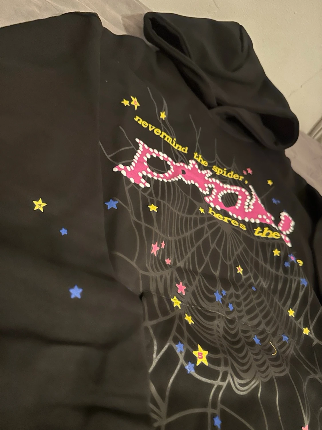 Svart Sp5der hoodie med färgglatt tryck - 2