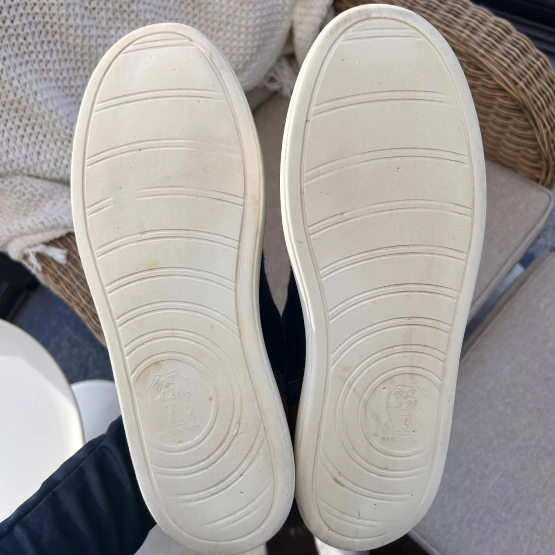 Mörkblå Brunello Cucinelli sneakers med bruna detaljer - 2