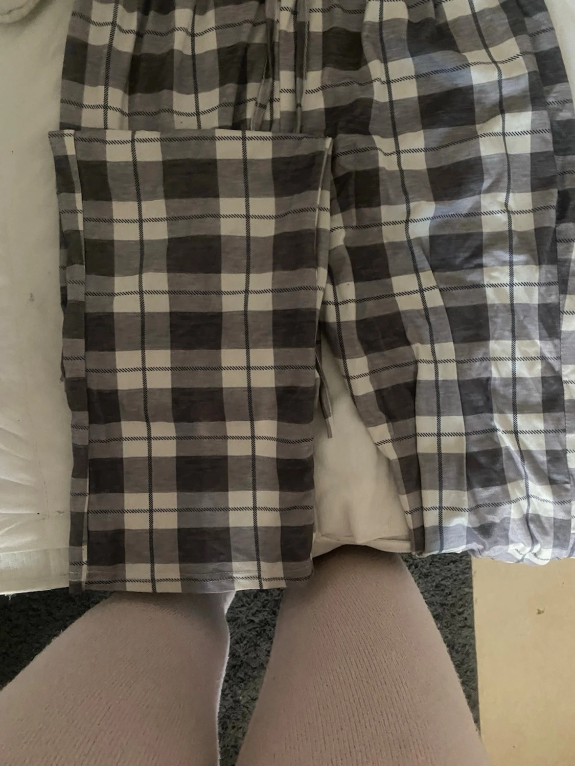 Rutiga pyjamasbyxor i bomull - 1