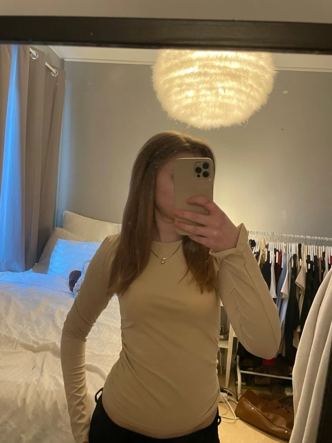 Beige långärmad topp - 1