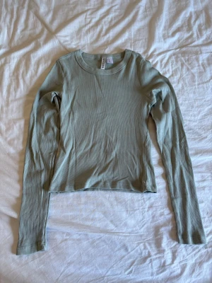 Ljusgrön ribbad långärmad topp  - Säljer en ljusgrön långärmad topp. Toppen är ribbad och har en rund halsringning. Perfekt att matcha med jeans eller kjol för en enkel och snygg look.