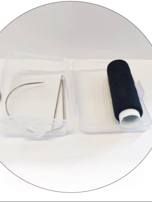 Hårträns tillbehör  - 🤍Säljer tråd med olika nålar för hårträns. Slitstark tråd för att sy fast hårförlängningar.  🤍Dessa är helt oanvända och säljes med svartbrun tråd.