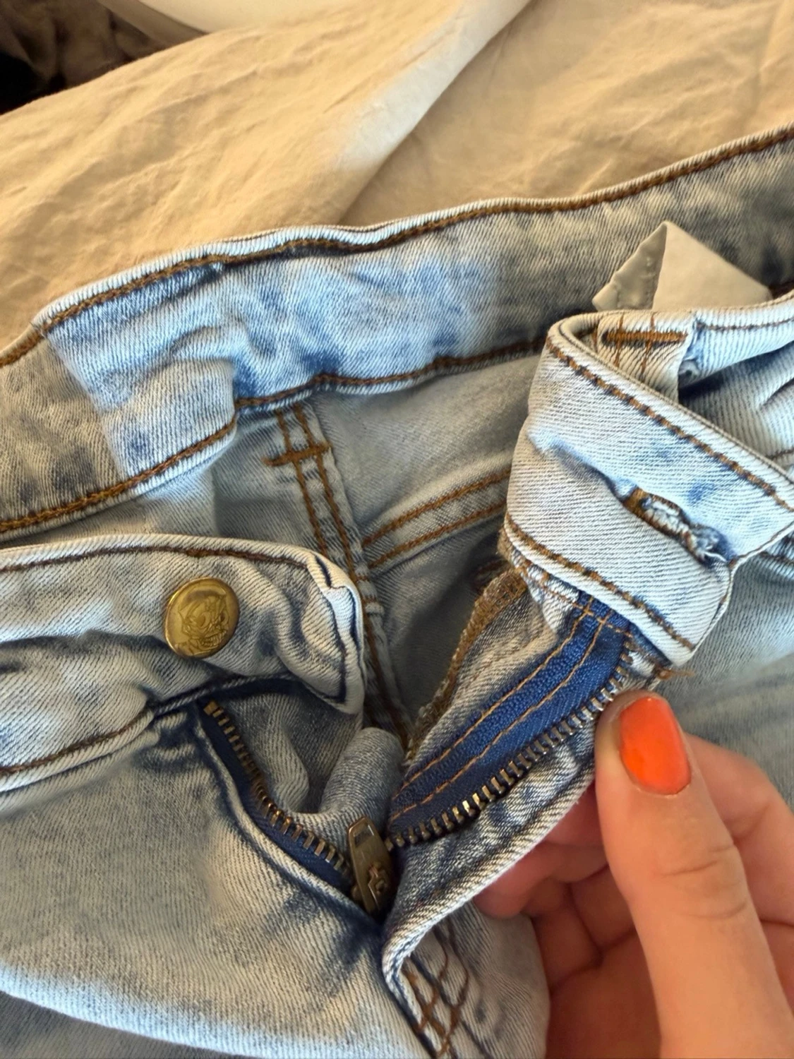 Ljusblå raka jeans med låg midja - 3