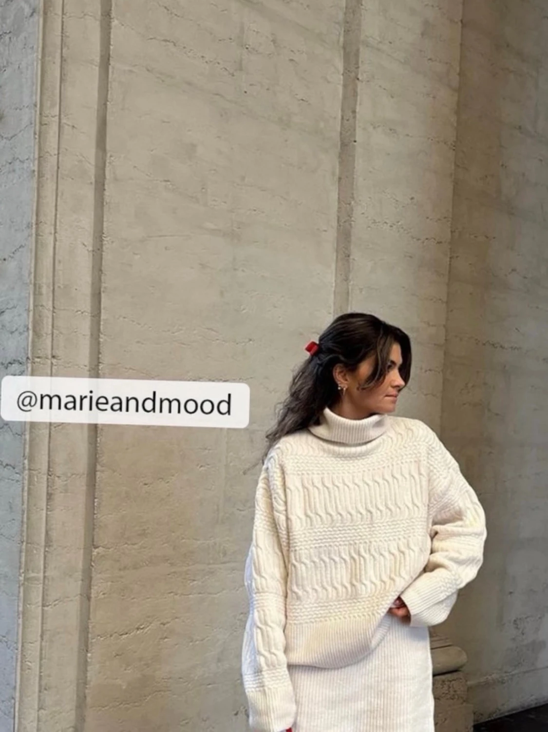 Vit Stickad turtlenecksweater - 1